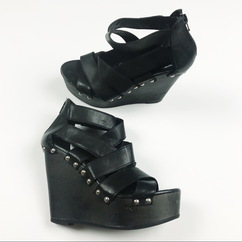 Dolce Vita 7 Black Studded 4.5” Wedge Sandals